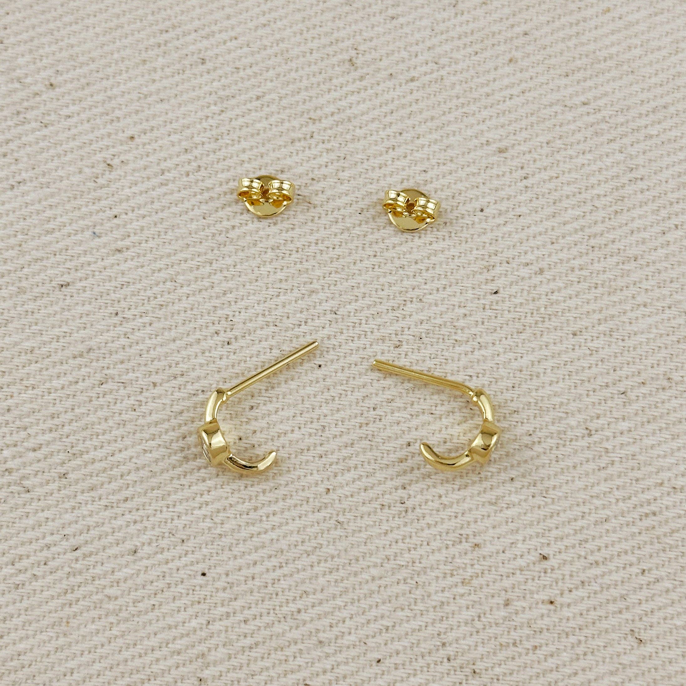 GoldFi - 18k Gold Filled Solitaire Bezel CZ  C-Hoop Earrings