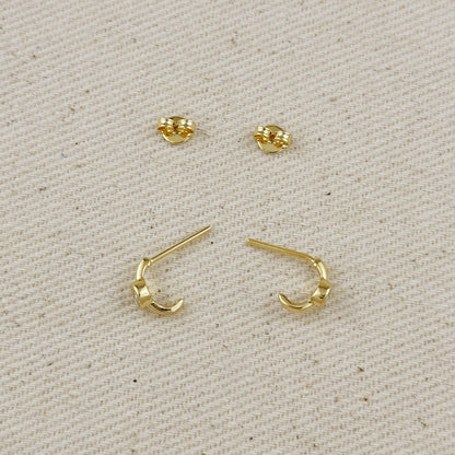 GoldFi - 18k Gold Filled Solitaire Bezel CZ  C-Hoop Earrings