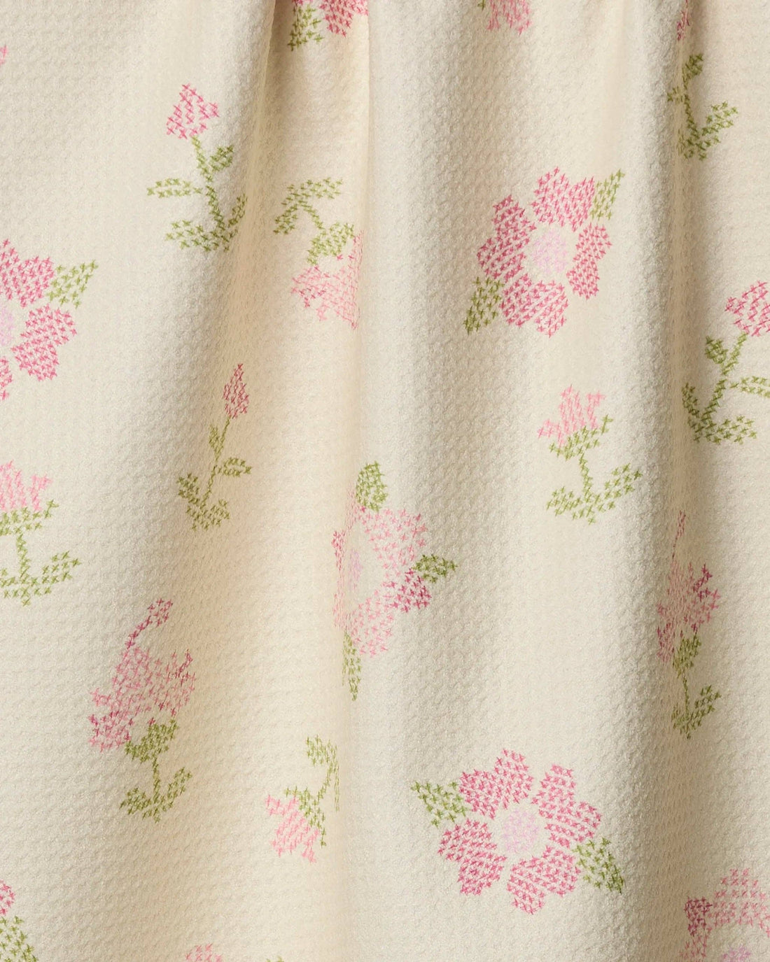 Geometry - Cross Stitch Floral Yellow Tea Towel