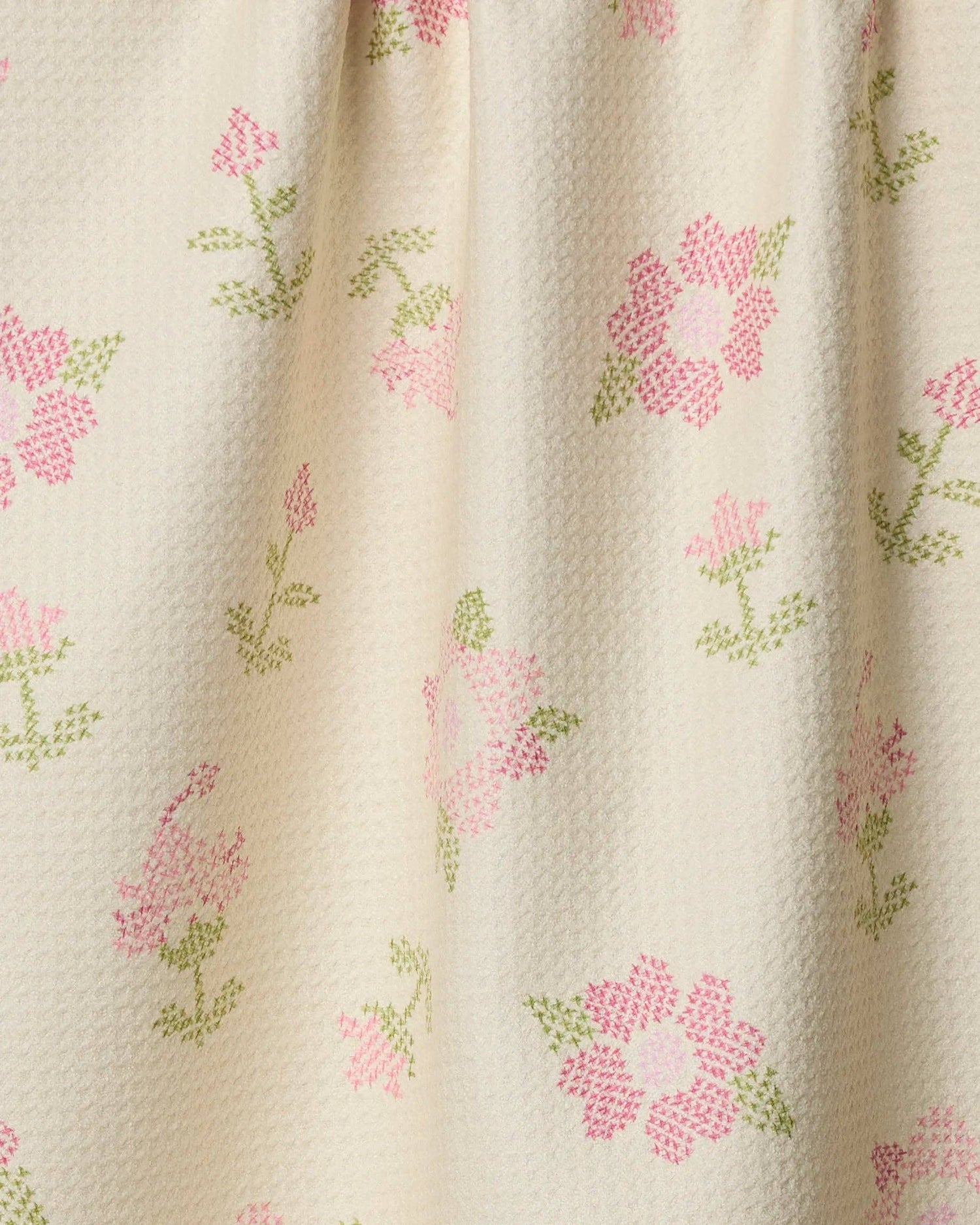 Geometry - Cross Stitch Floral Yellow Tea Towel