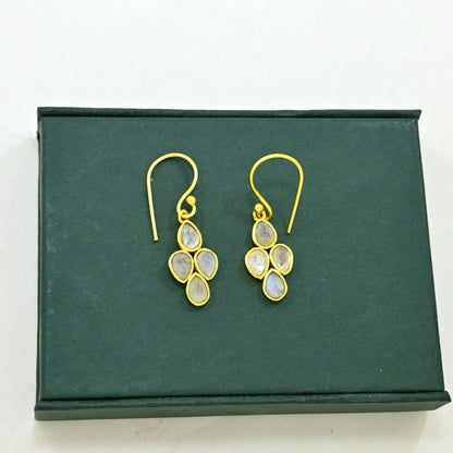 Alison Earring Gold Plated - Rainbow Moonstone