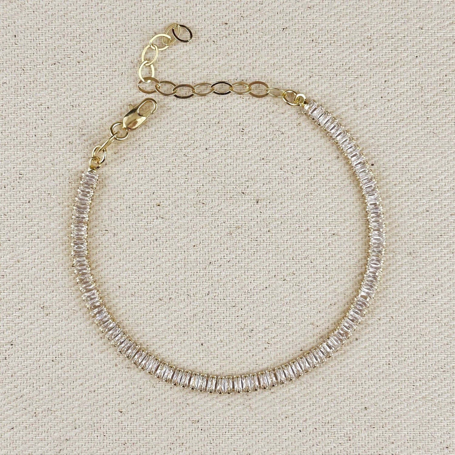 GoldFi - 18k Gold Filled 3mm Baguette Cut CZ Tennis Bracelet