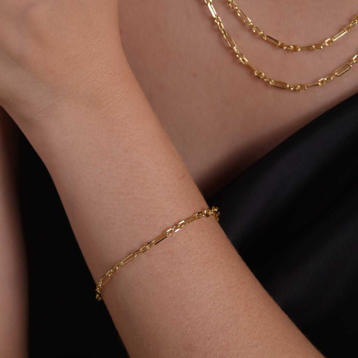GoldFi - 18K Gold Filled 3x1 Alternated Paperclip Bracelet