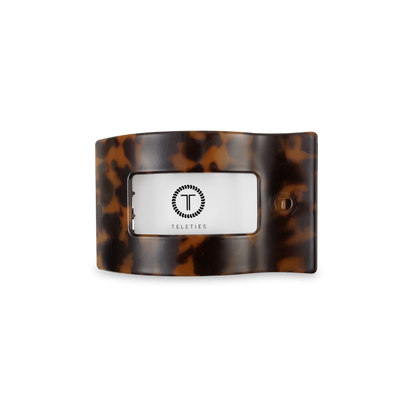 TELETIES - Flat Rectangle Hair Clip | Small | Tortoise