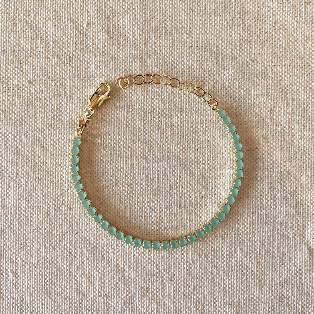 GoldFi - 18k Gold Filled 3mm Cubic Zirconia Mint Bracelet