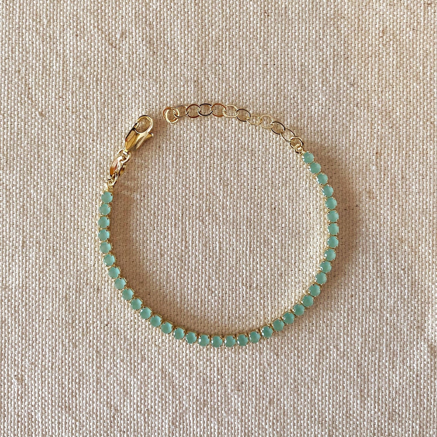 GoldFi - 18k Gold Filled 3mm Cubic Zirconia Mint Bracelet