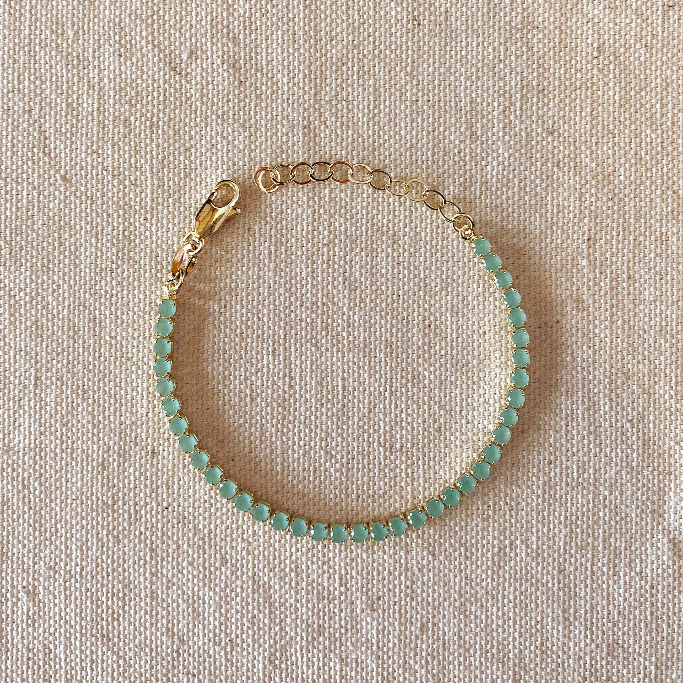 GoldFi - 18k Gold Filled 3mm Cubic Zirconia Mint Bracelet
