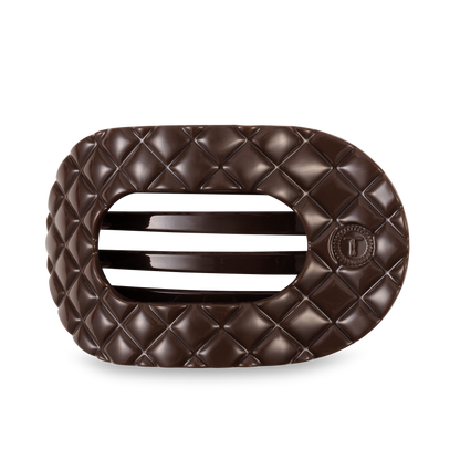 TELETIES - Flat Round Hair Clip | Large | Truly Taupe Quilted