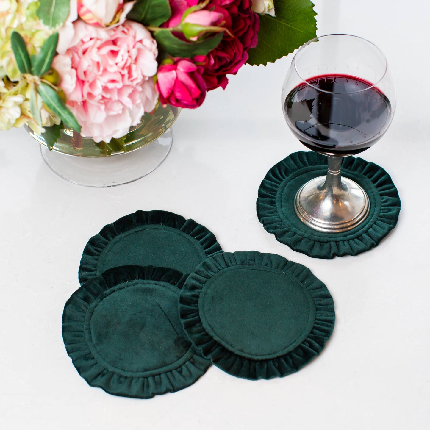 Round Ruffle Velvet Coasters