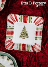 Christmas Tree Square Platter w/Stand