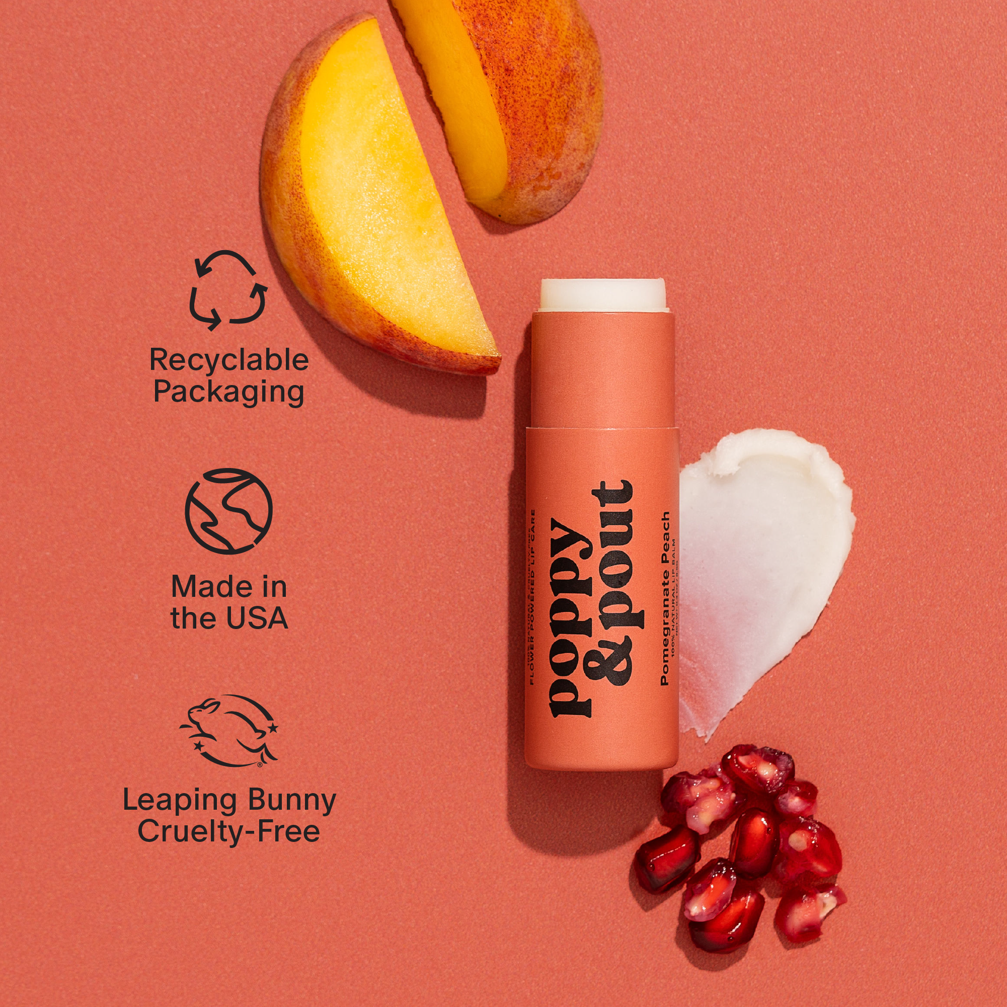 Poppy &amp; Pout - Lip Balm, Pomegranate Peach