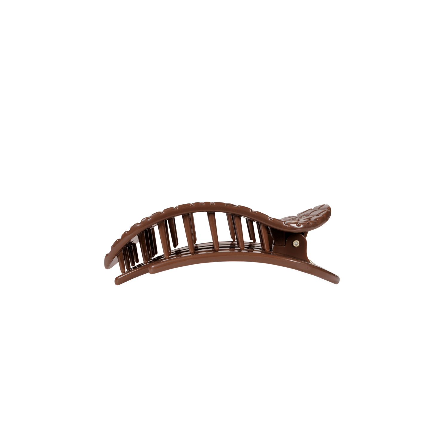 TELETIES - Brown Crocodile Small Flat Round Hair Clip