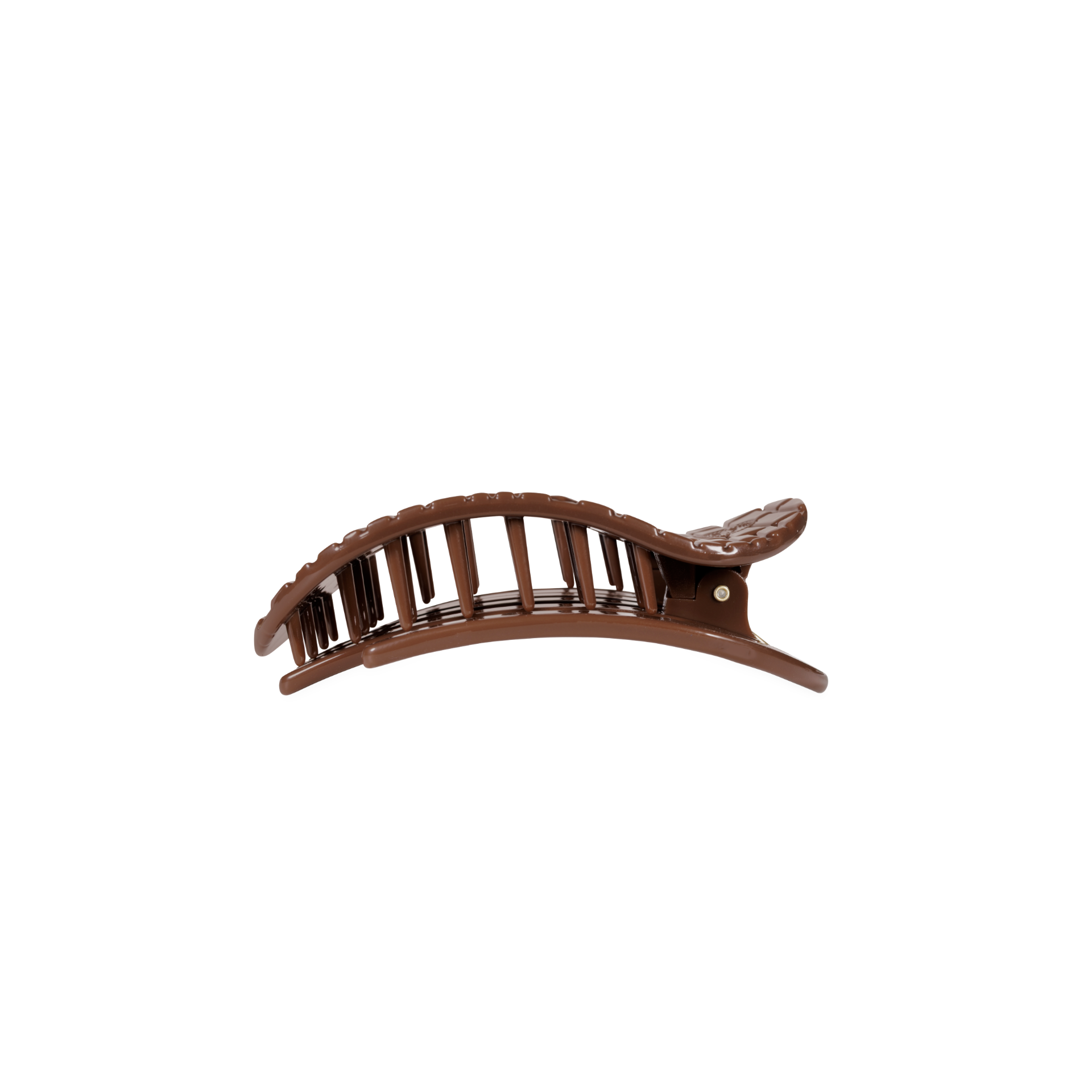 TELETIES - Brown Crocodile Small Flat Round Hair Clip