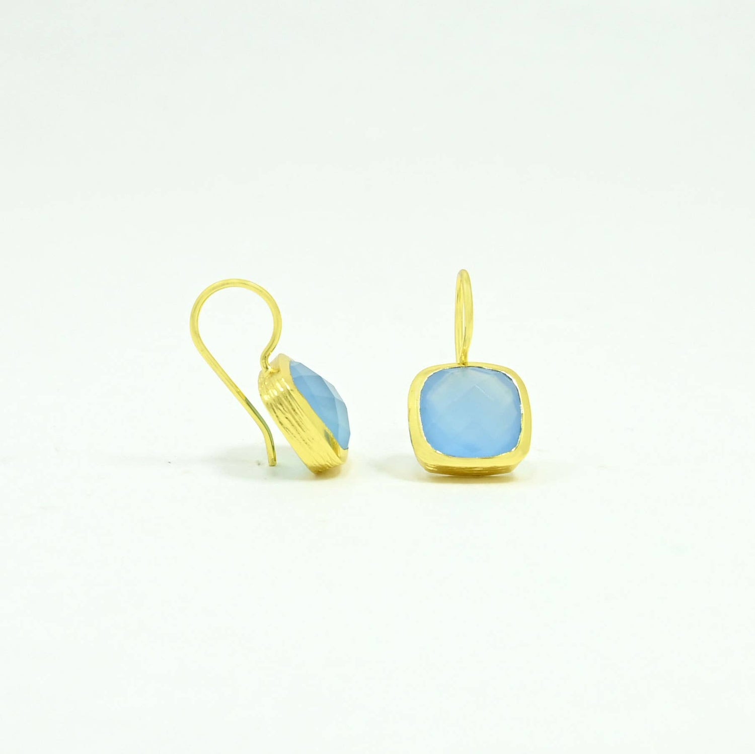 Dolce Earring Gold Plated - Blue Chalcedony
