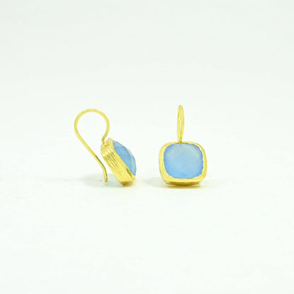 Dolce Earring Gold Plated - Blue Chalcedony