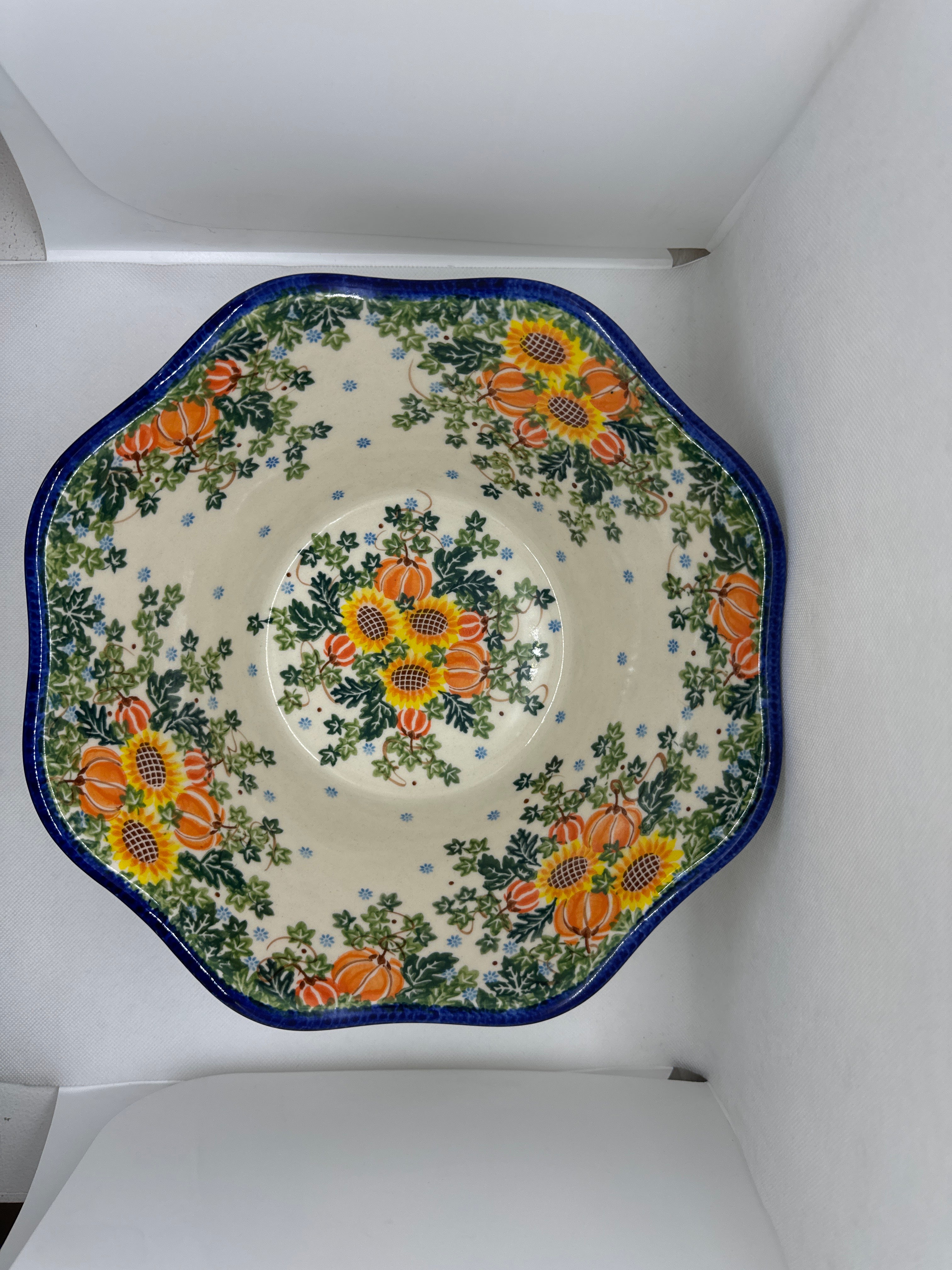 KALICH Pumpkin Delight Wavy Edge Bowl 12&quot;