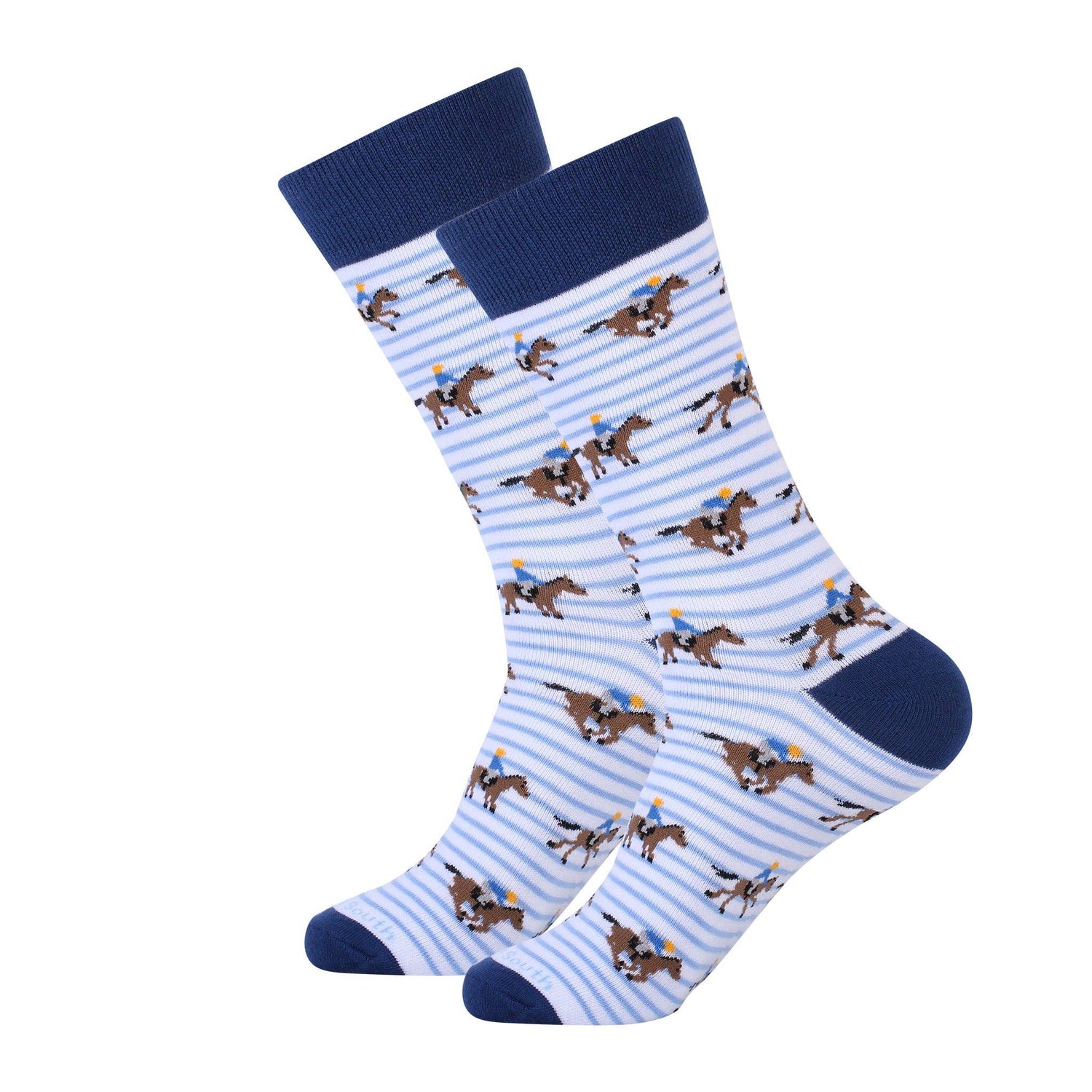 Barrel Down South - Blue Stripe Horse Racing Socks- No Text