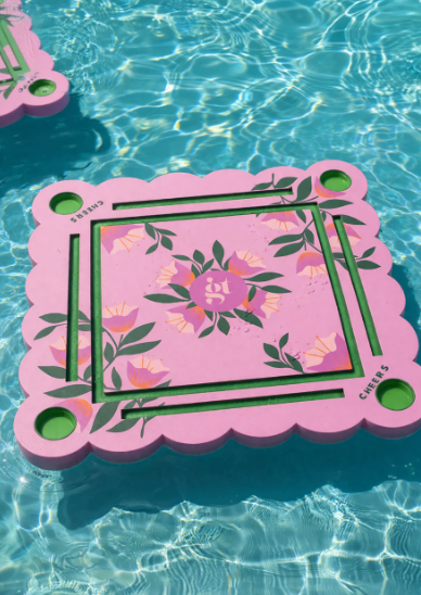 Girl Tribe Co - Floating Mahjong Tile Mat in Floral Pink