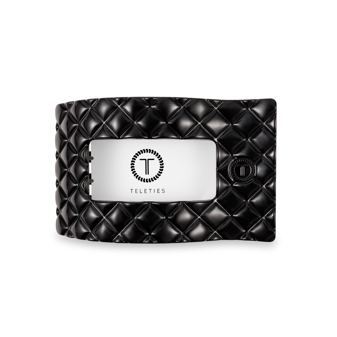 TELETIES - Flat Rectangle Hair Clip | Medium | Jet Black Quilted