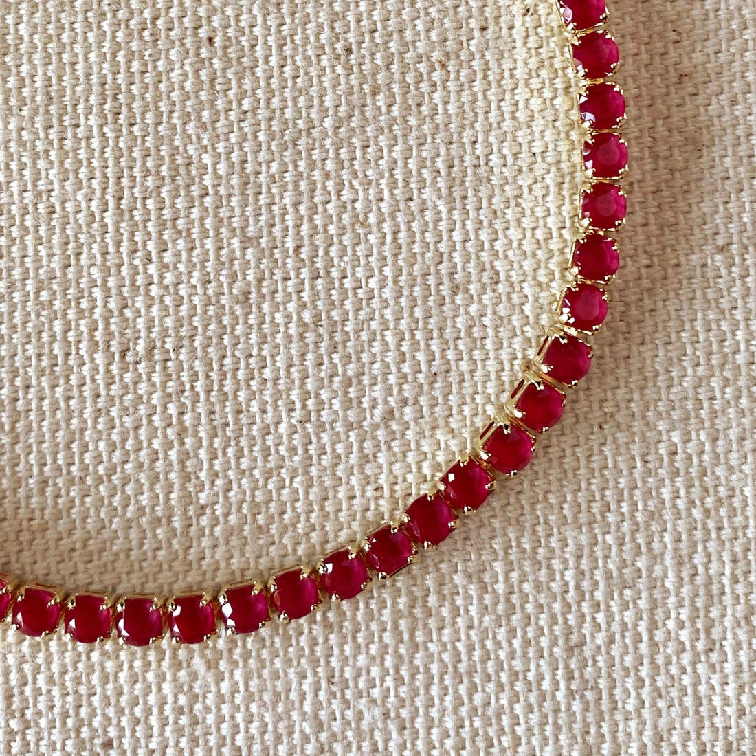 GoldFi - 18k Gold Filled 3mm Cubic Zirconia Fuchsia Bracelet