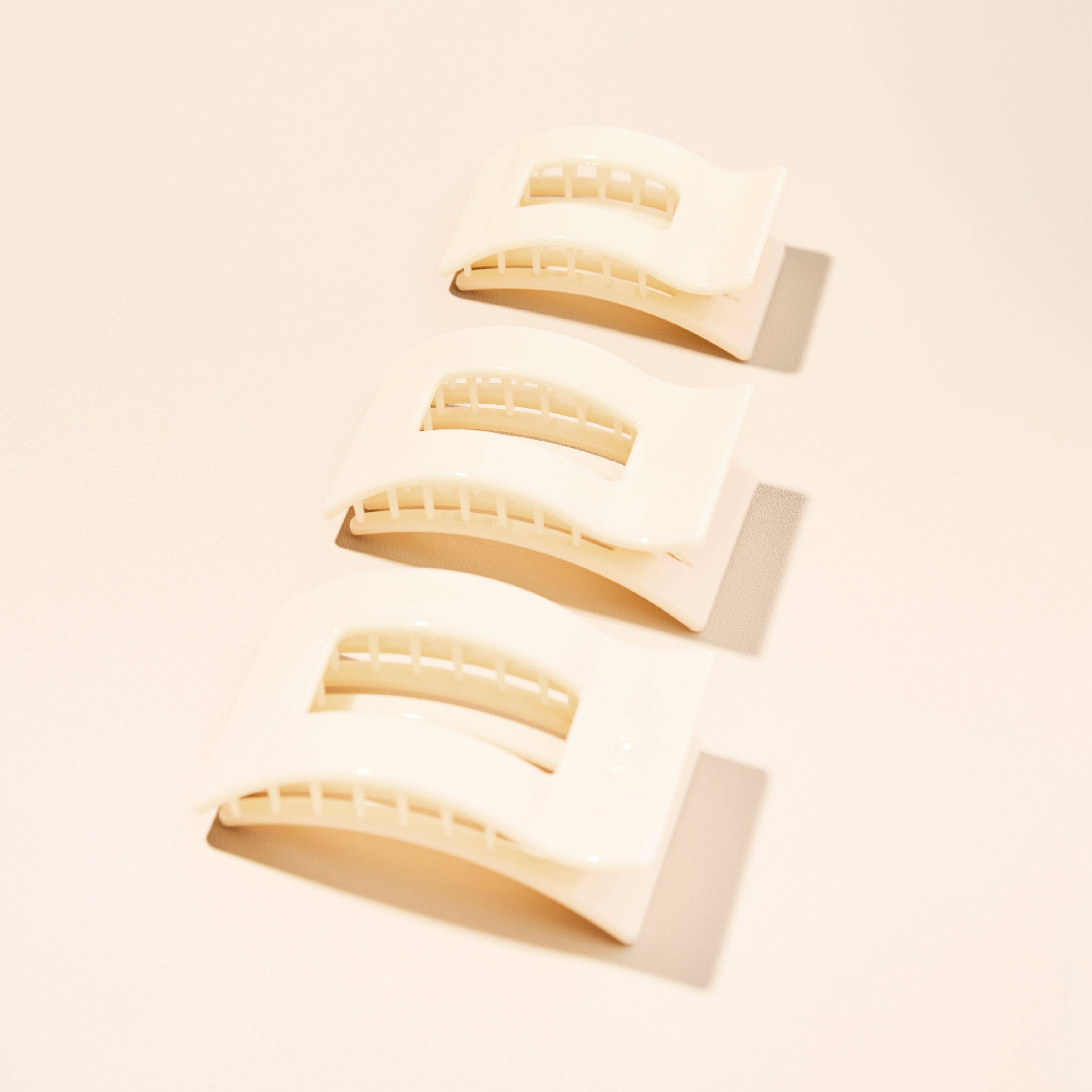 TELETIES - Flat Rectangle Hair Clip | Small | Almond Beige