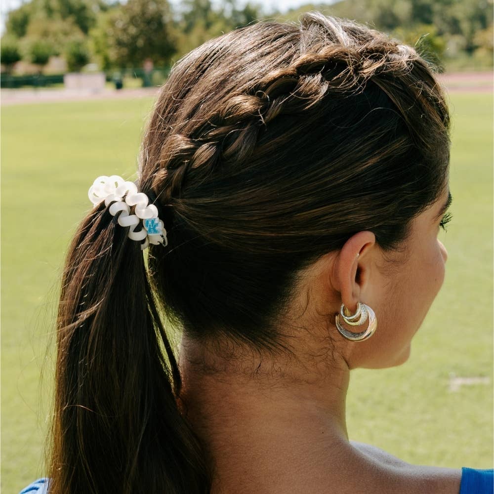 TELETIES - Spiral Hair Coils | Large | Go Big Blue! Hair Ties