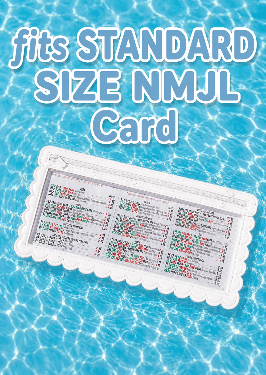 Girl Tribe Co - Splash-Proof Mahjong Card Holder for Pool Mahjong - White Scallops STANDARD SIZE