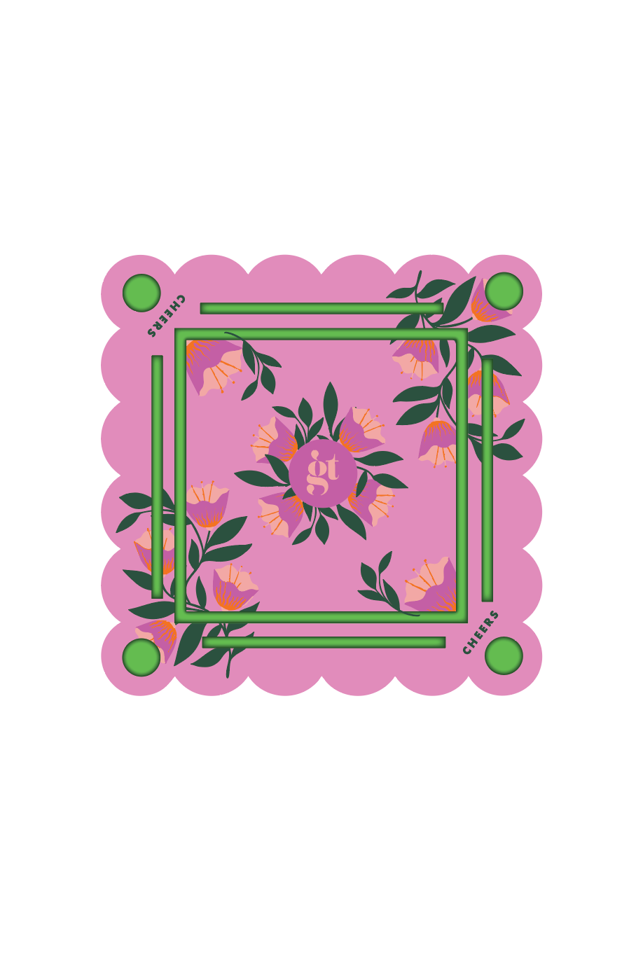 Girl Tribe Co - Floating Mahjong Tile Mat in Floral Pink