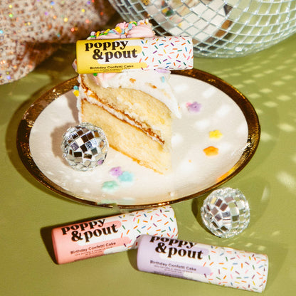 Poppy &amp; Pout - Lip Balm, Birthday Confetti Cake, Yellow