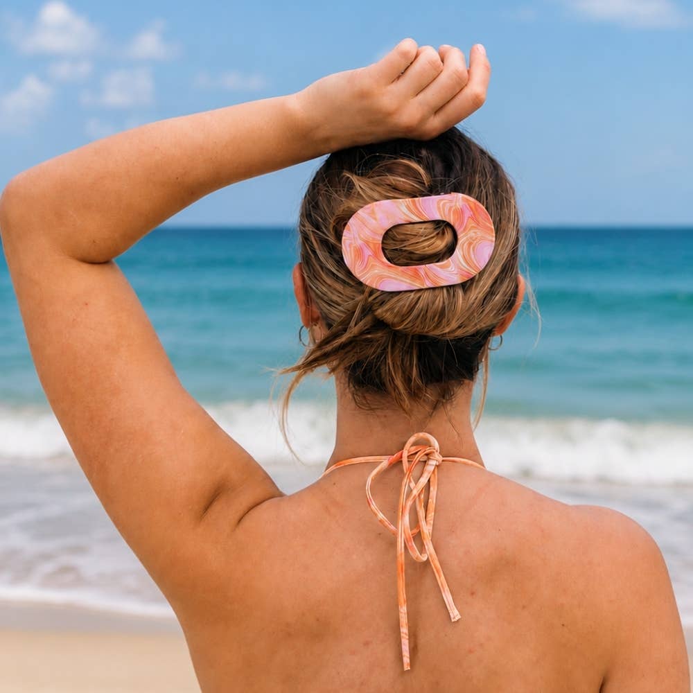 TELETIES - Just Keep Swimming | Large | Flat Round Hair Clip