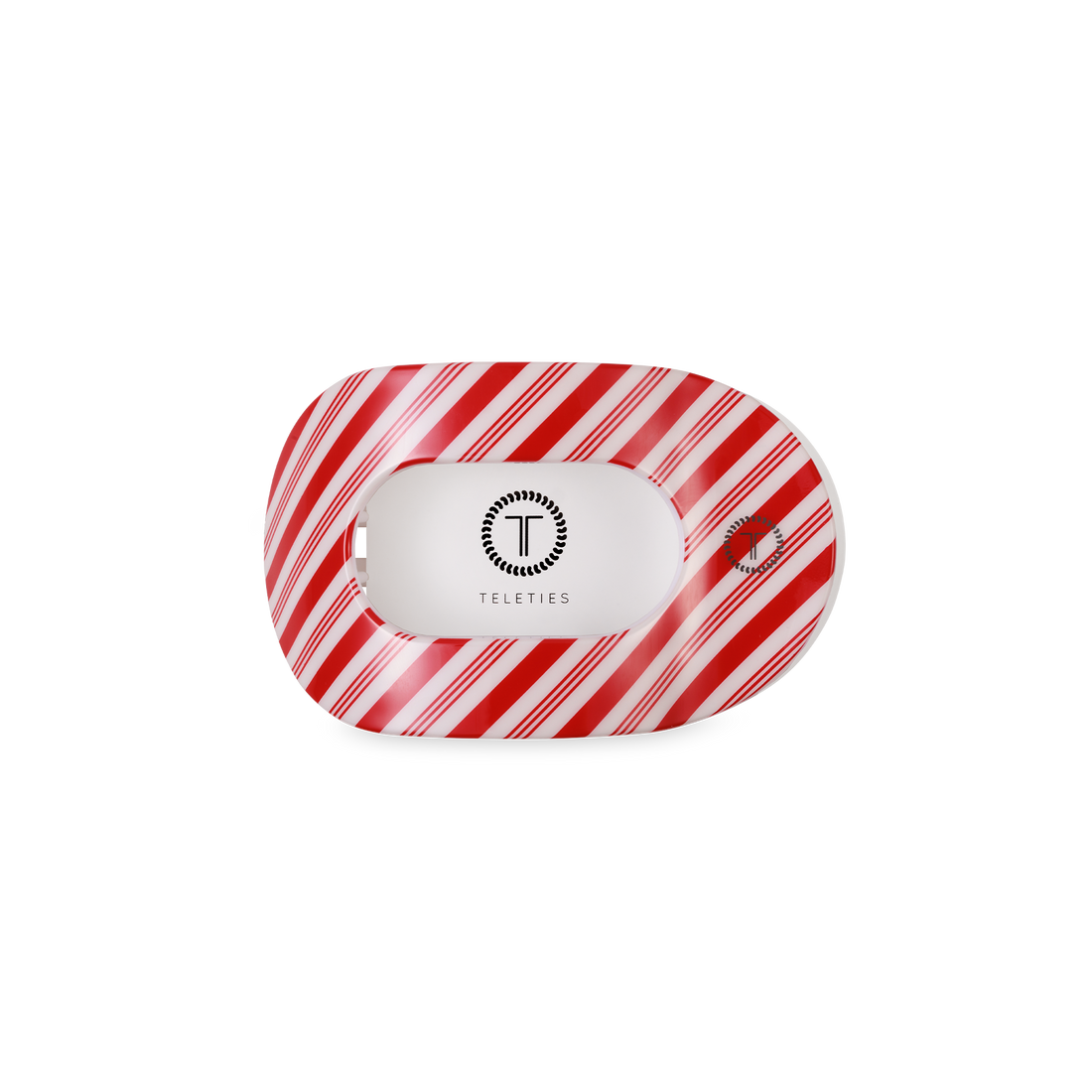 TELETIES - Flat Round Hair Clip | Small | Candy Cane Crush