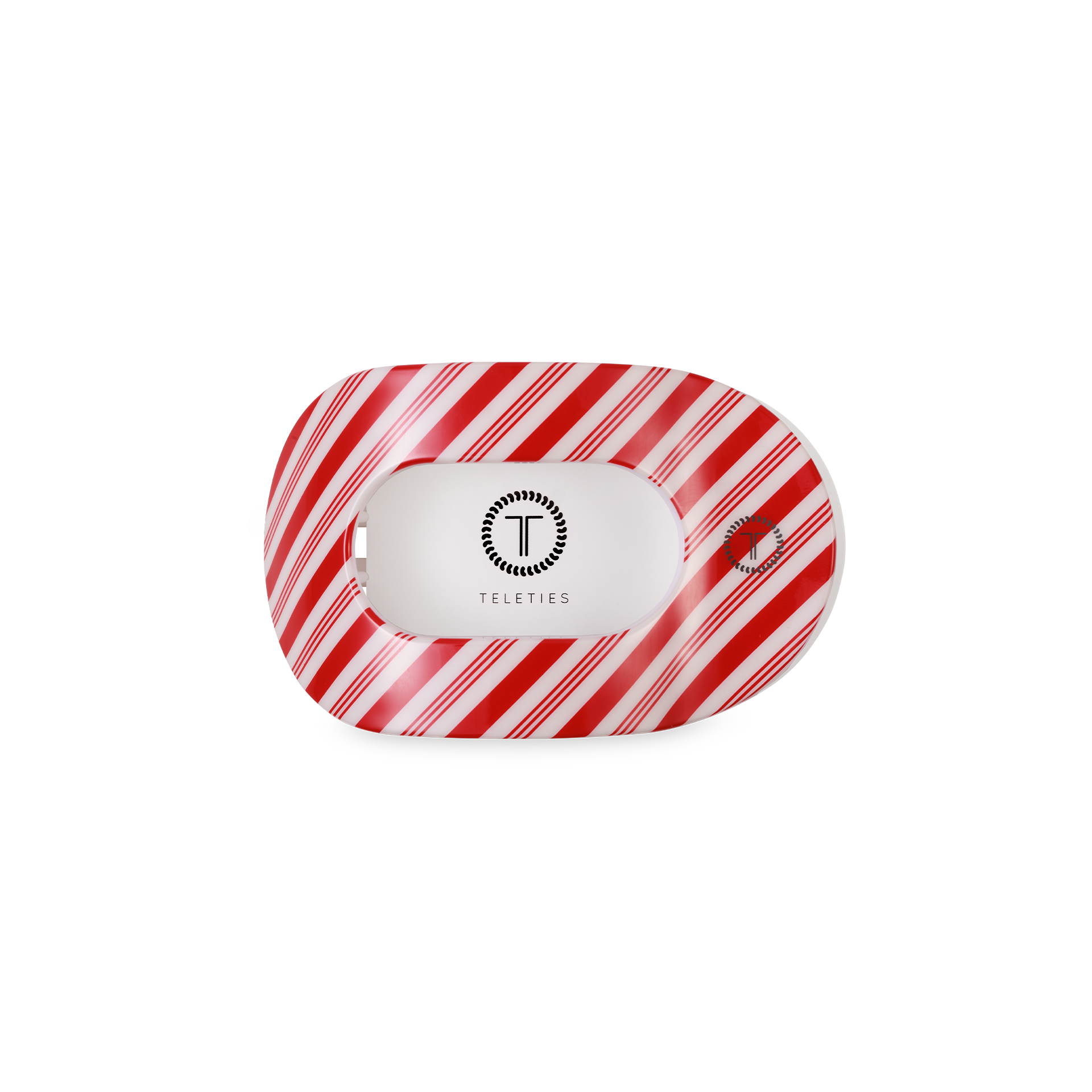 TELETIES - Flat Round Hair Clip | Small | Candy Cane Crush