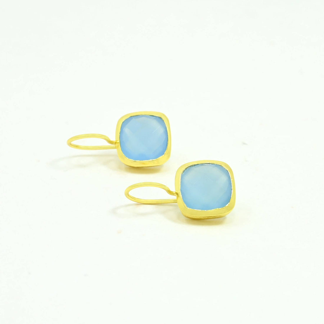 Dolce Earring Gold Plated - Blue Chalcedony