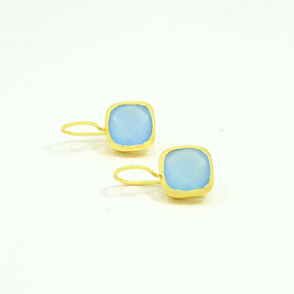 Dolce Earring Gold Plated - Blue Chalcedony