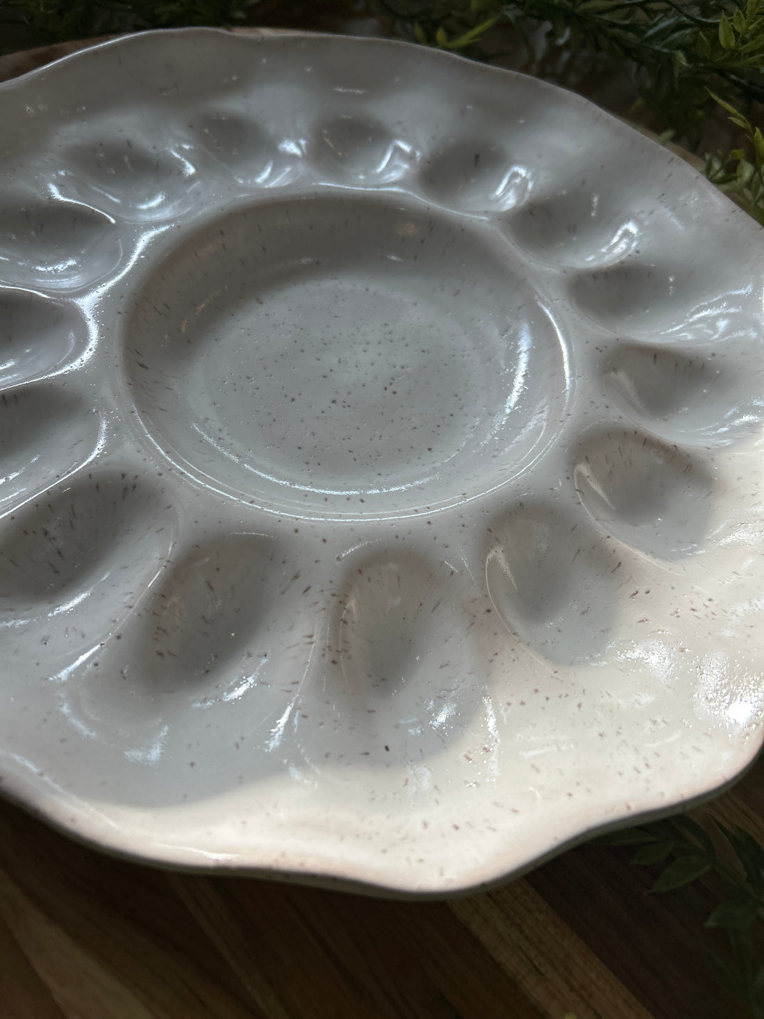 Handcrafted Egg Platter-Eyelet White