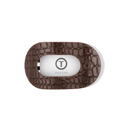 TELETIES - Brown Crocodile Medium Flat Round Hair Clip