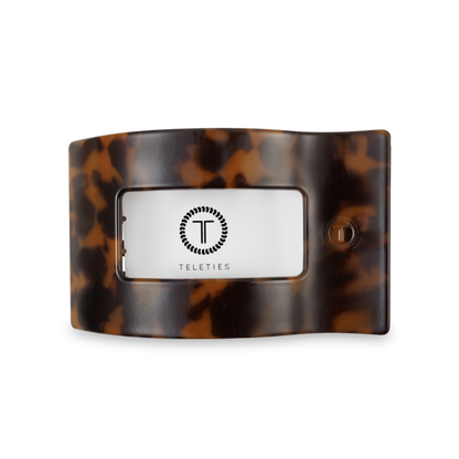 TELETIES - Flat Rectangle Hair Clip | Medium | Tortoise