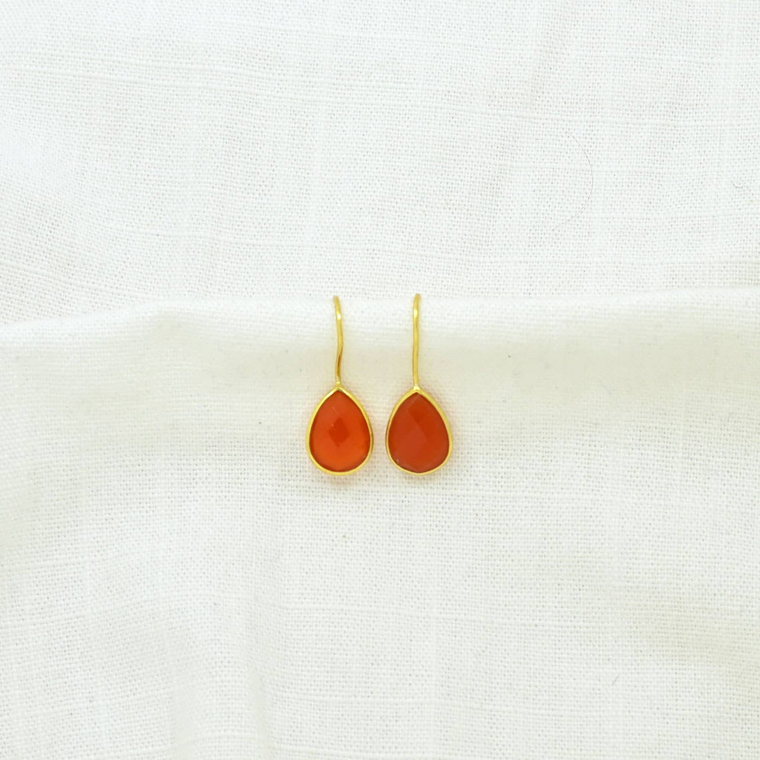Teardrop Gemstone Earring Gold Silver 925 - Carnelian