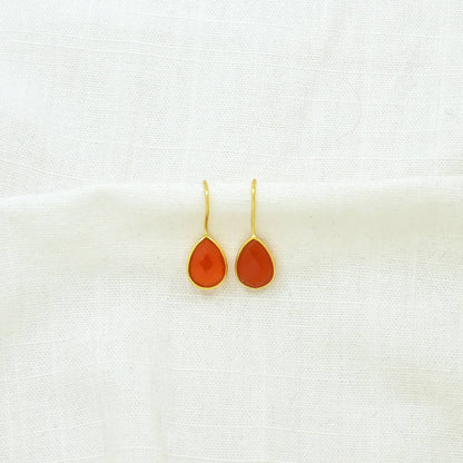 Teardrop Gemstone Earring Gold Silver 925 - Carnelian