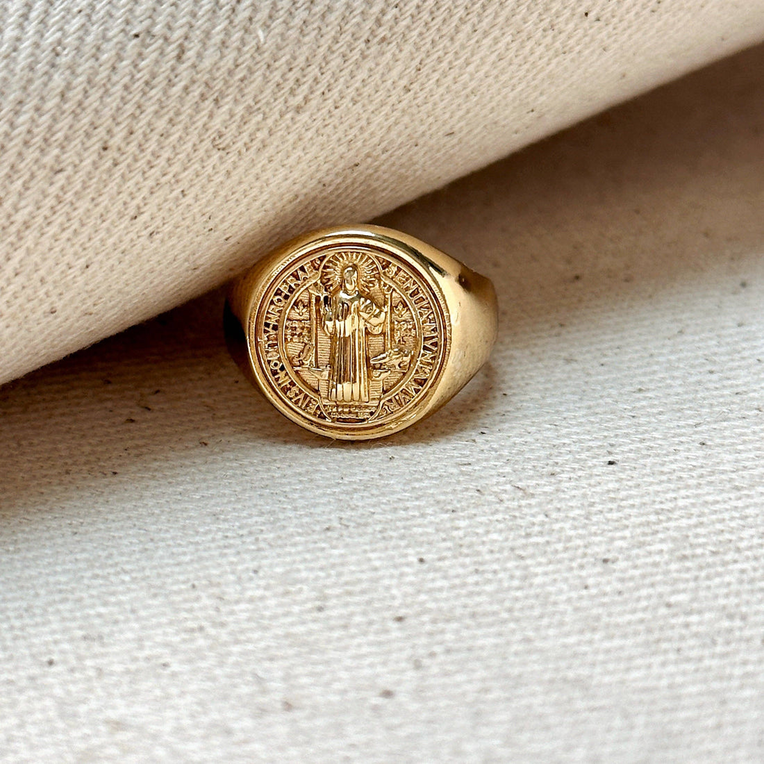 GoldFi - 18k Gold Filled Saint Benedict Signet Ring