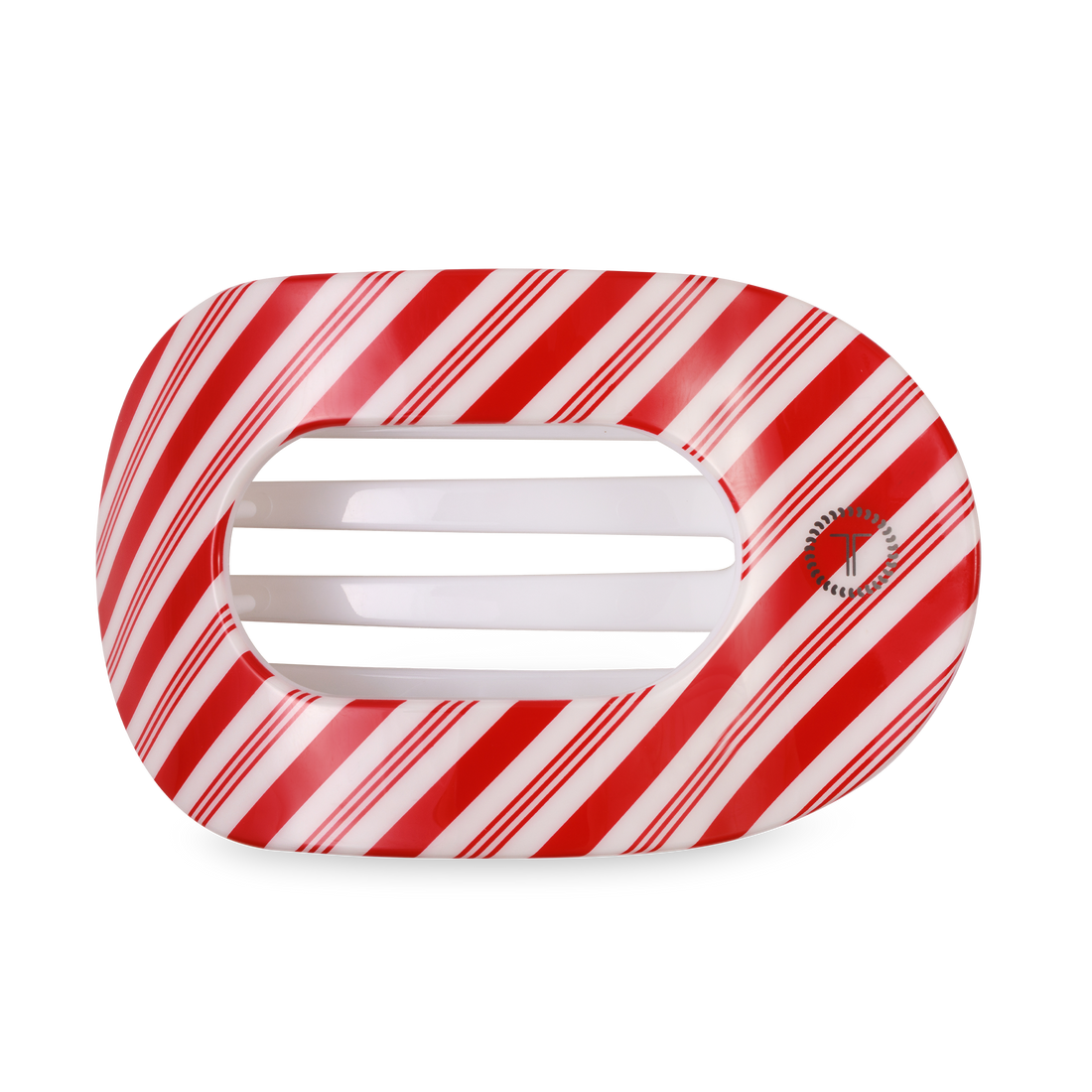TELETIES - Flat Round Hair Clip | Large | Candy Cane Crush