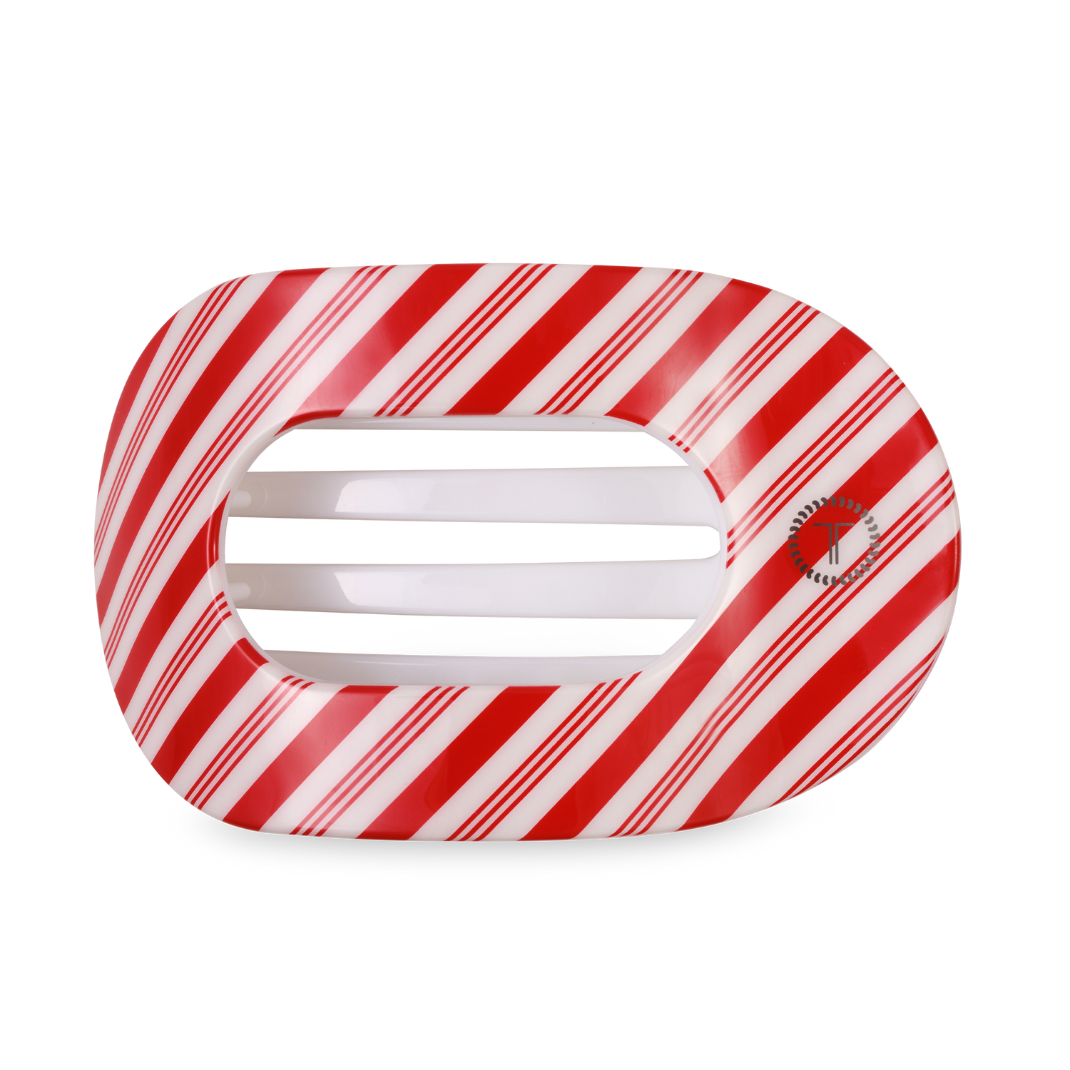 TELETIES - Flat Round Hair Clip | Large | Candy Cane Crush