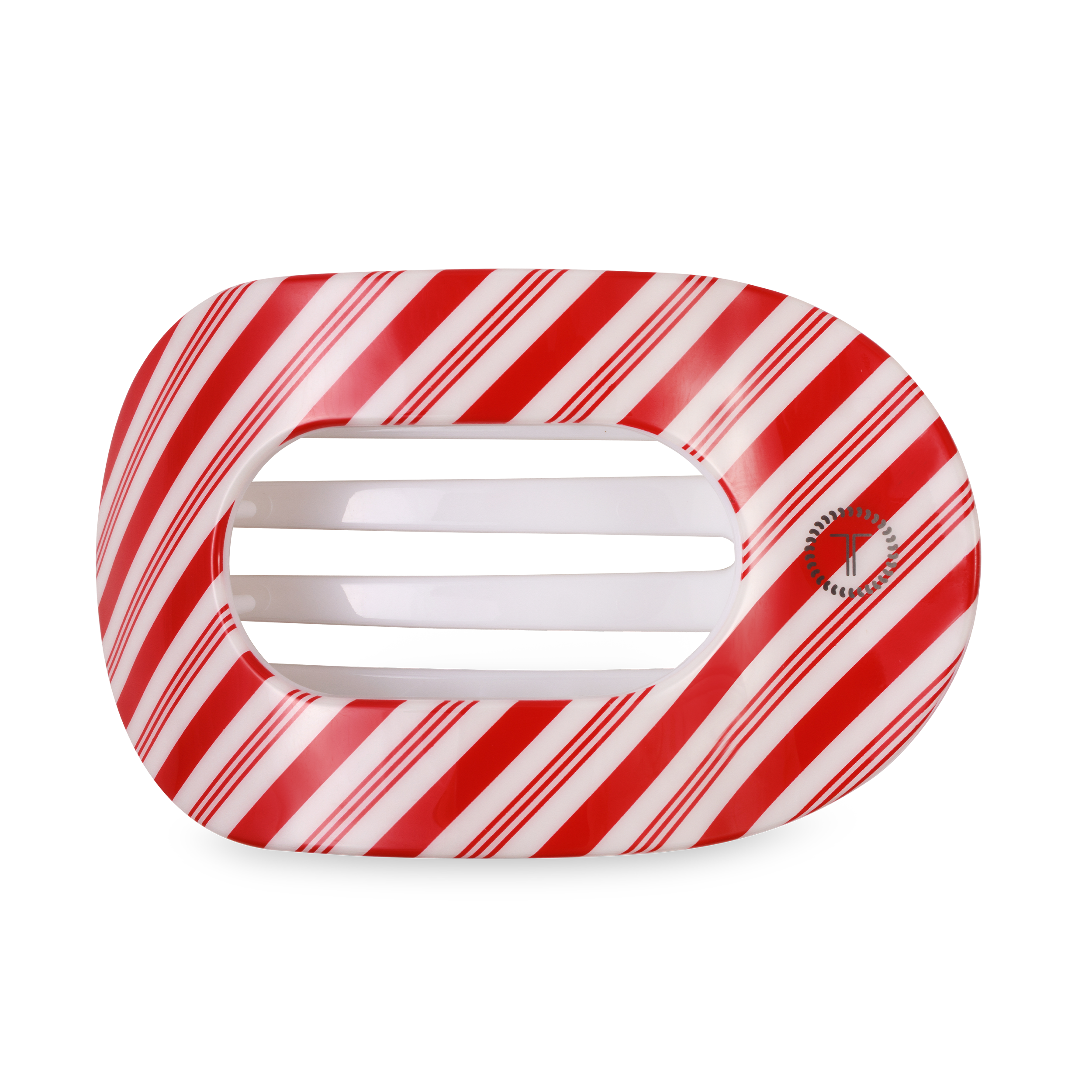 TELETIES - Flat Round Hair Clip | Large | Candy Cane Crush