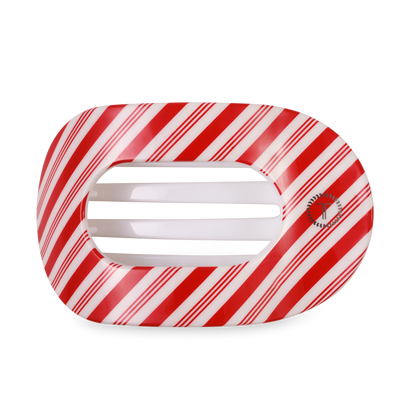 TELETIES - Flat Round Hair Clip | Large | Candy Cane Crush