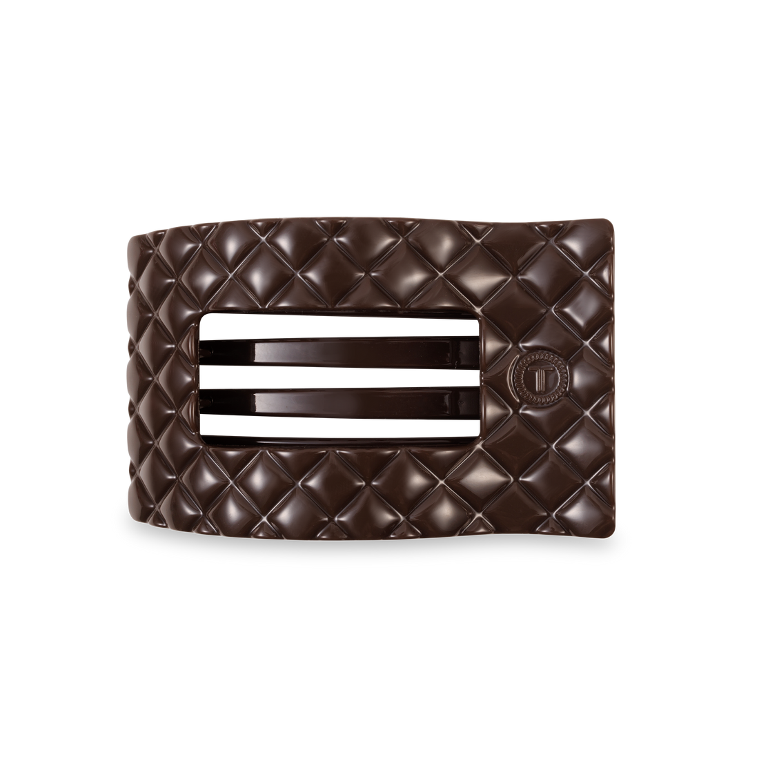 TELETIES - Flat Rectangle Hair Clip | Medium | Truly Taupe Quilted