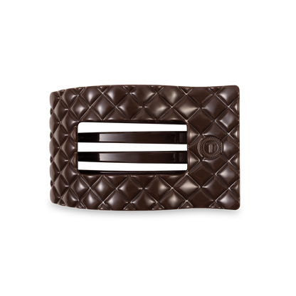 TELETIES - Flat Rectangle Hair Clip | Medium | Truly Taupe Quilted