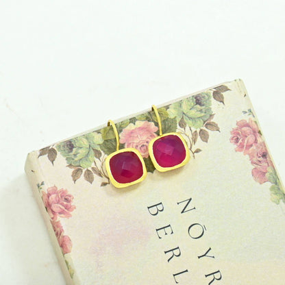 Dolce Earring Gold Plated - Pink Jade