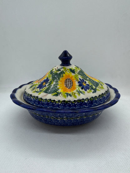 KALICH Sunflower Fields Scalloped Butter Dish