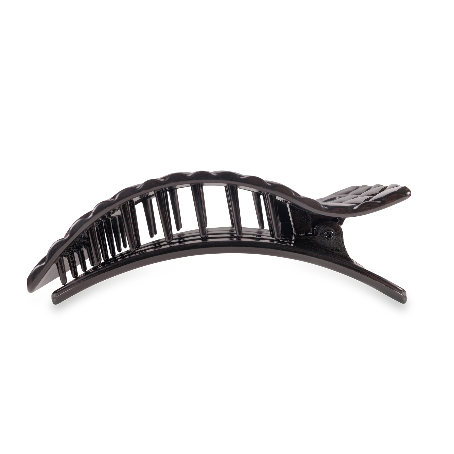 TELETIES - Flat Rectangle Hair Clip | Large | Jet Black Quilted