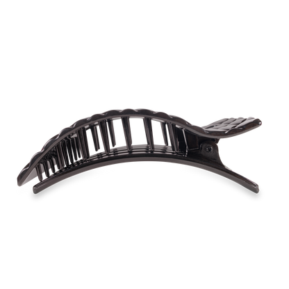 TELETIES - Flat Rectangle Hair Clip | Large | Jet Black Quilted